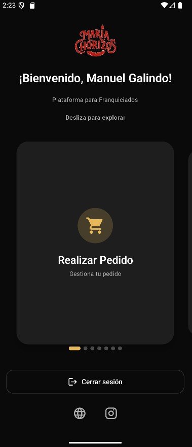 Maria Chorizos App Dashboard